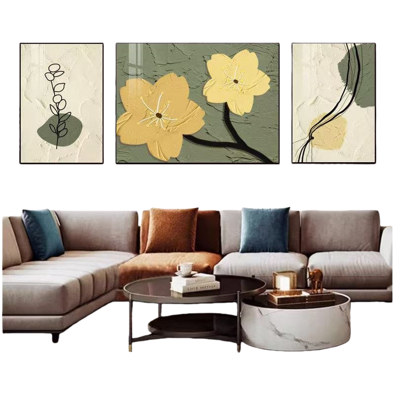 A modern and simple combination of three Nordic-style sofa background wall decorative paintings and living room hanging paintings Item Picture