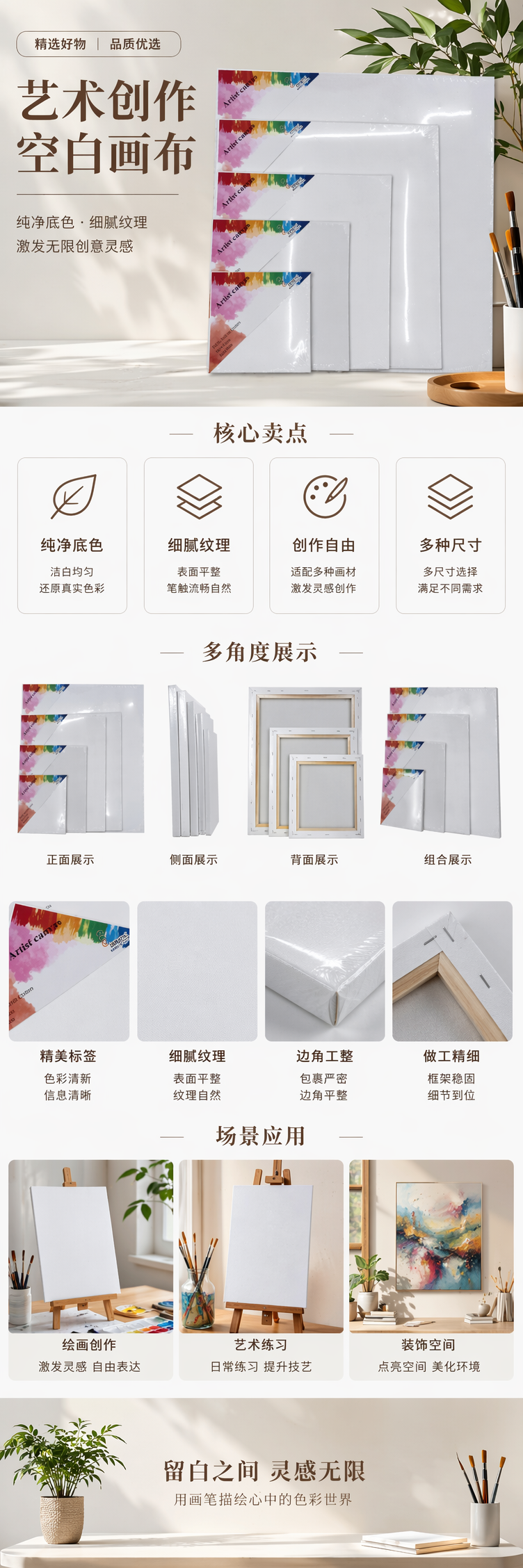 白色画布堆叠装饰画简约现代客厅卧室墙面挂画详情1