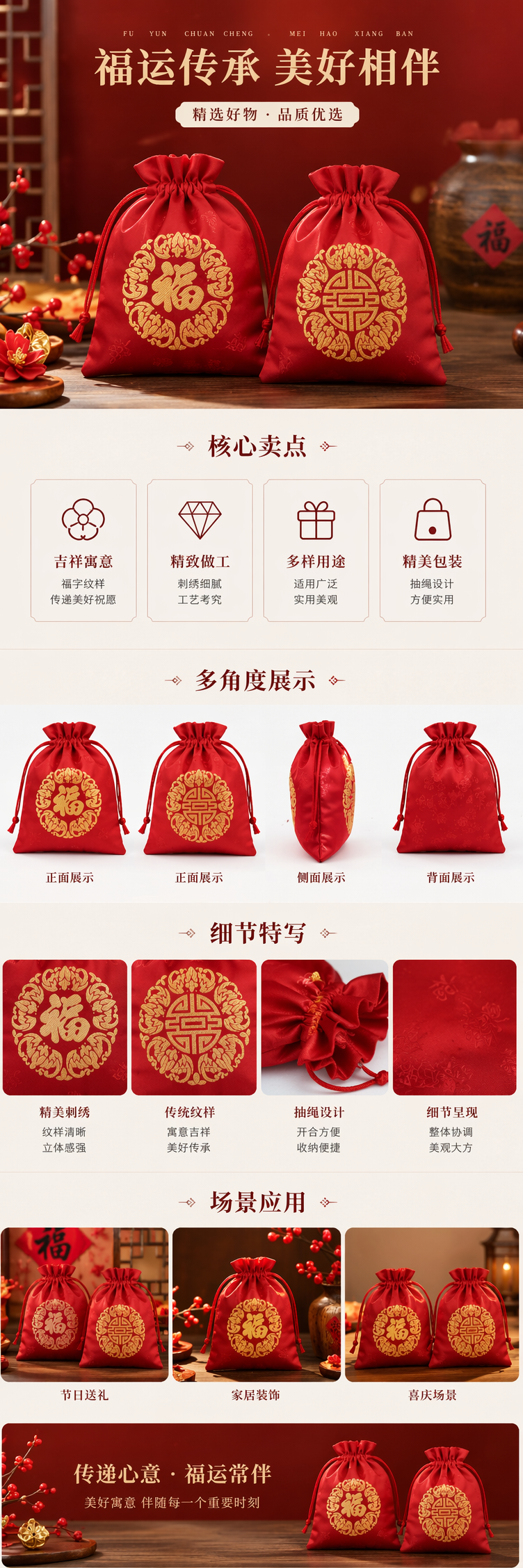 红色喜字红包袋 婚庆结婚利是封 10个装 大号加厚烫金详情1
