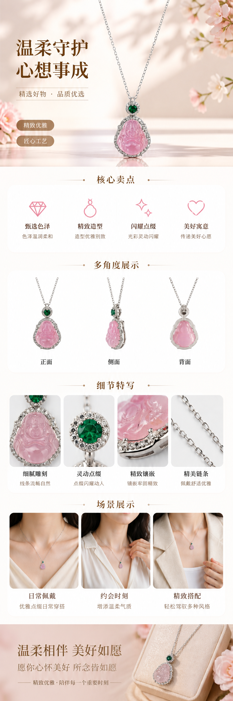 银色链条佛像吊坠时尚百搭简约设计 pic 1