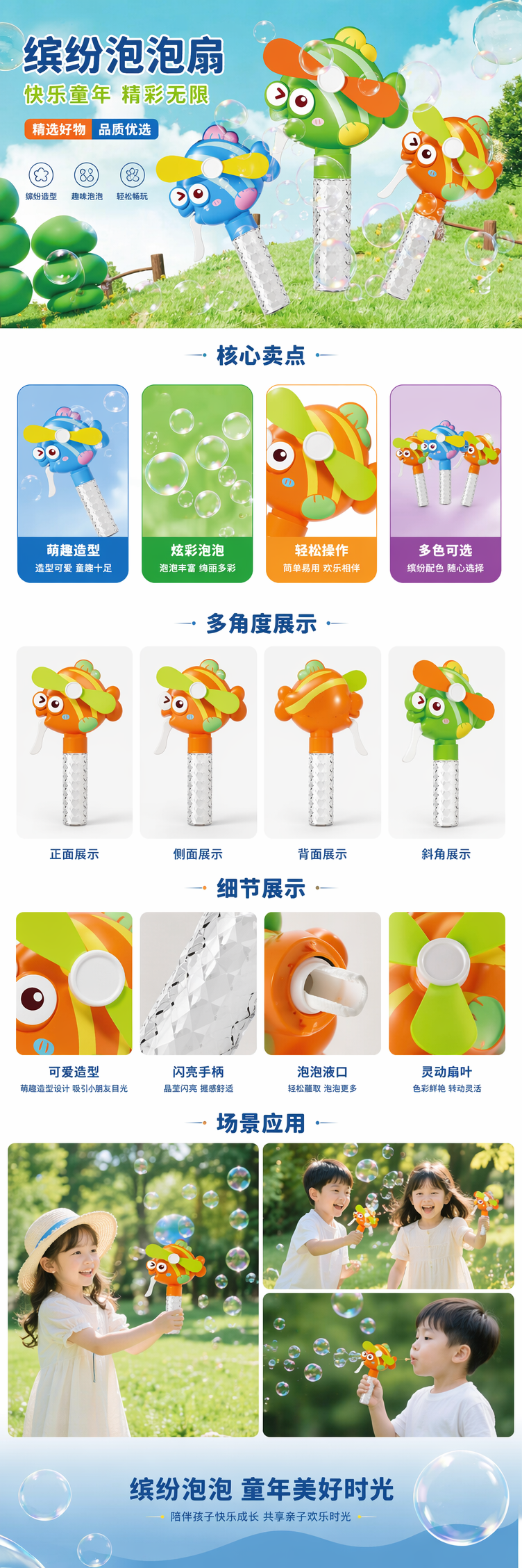 彩色卡通鱼造型泡泡风扇玩具 泡泡机泡泡枪灯光玩具详情1