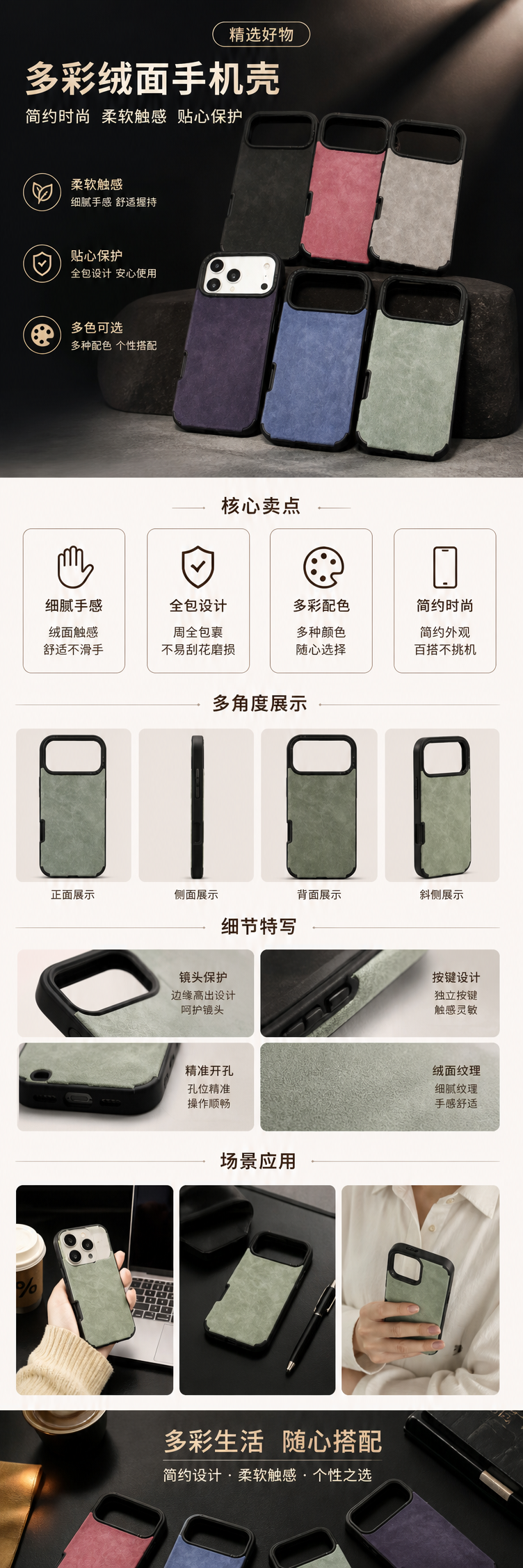 多色渐变手机壳 适用苹果华为小米等多机型保护套详情1