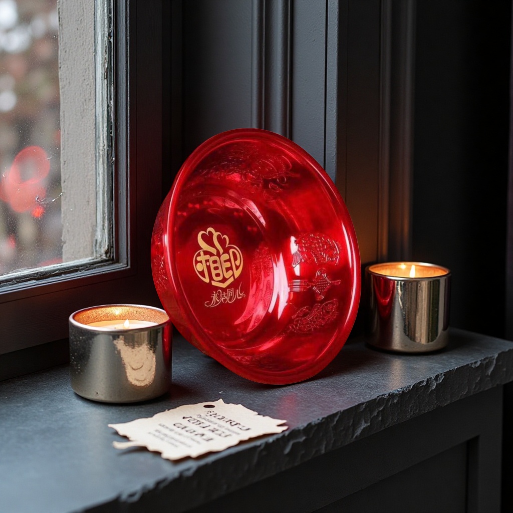 The red circular wedding gift plate is a festive Chinese-style wedding tableware and an excellent gift