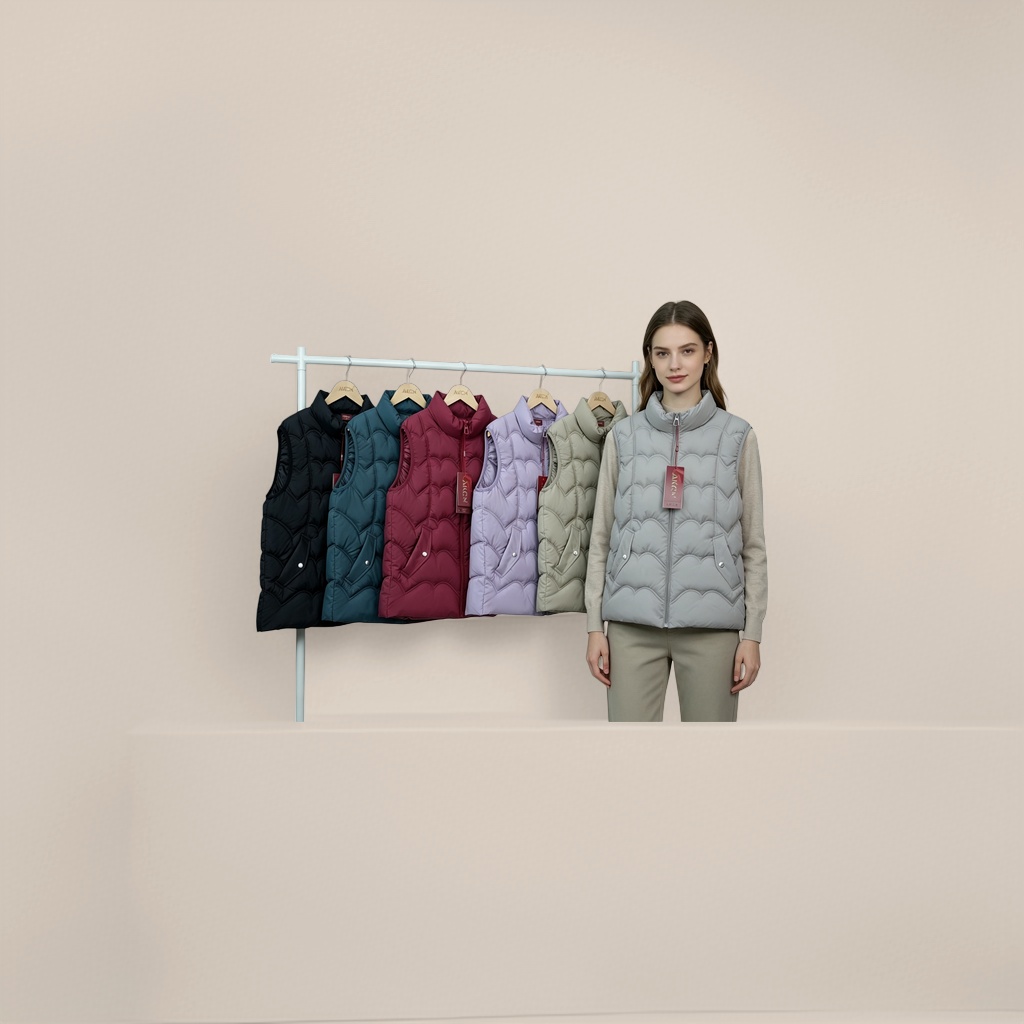 Women's cotton-padded vest, casual and warm sleeveless cotton-padded jacket details Picture