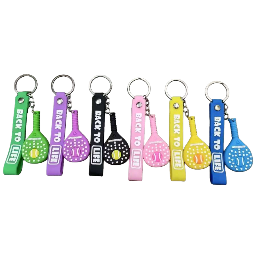 Colorful tennis racket-shaped keychain fashionable sporty pendant accessory Item Picture