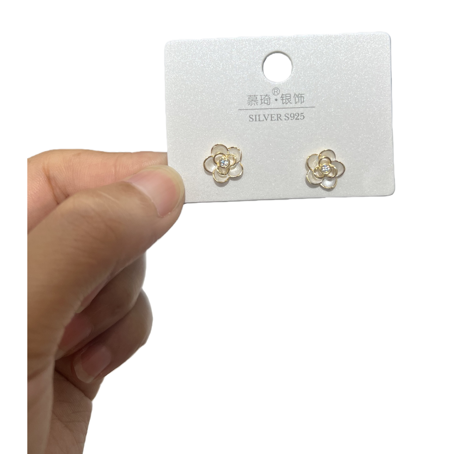 Golden flower stud earrings are fashionable, simple and versatile. They are a light luxury and niche design for women Item Picture