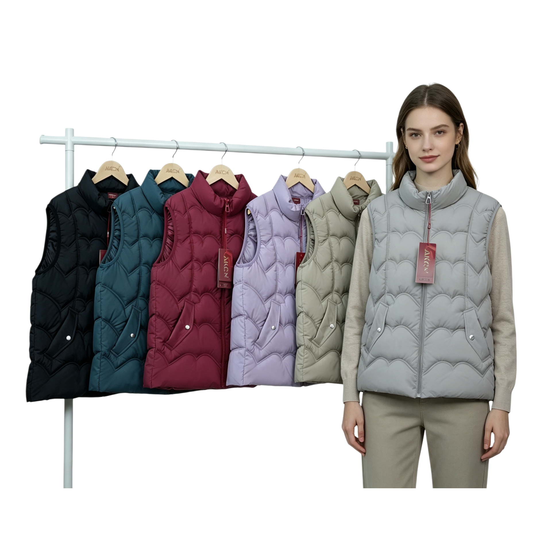 Women's cotton-padded vest, casual and warm sleeveless cotton-padded jacket Item Picture