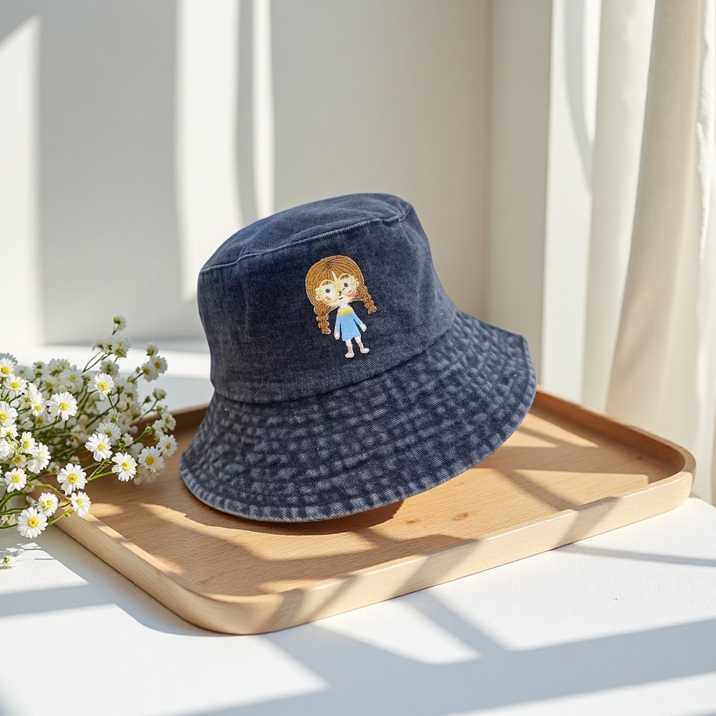 深灰色牛仔渔夫帽帽子女夏天韩版细节图