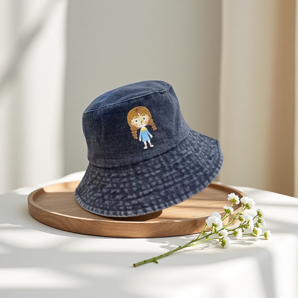 深灰色牛仔渔夫帽帽子女夏天韩版图