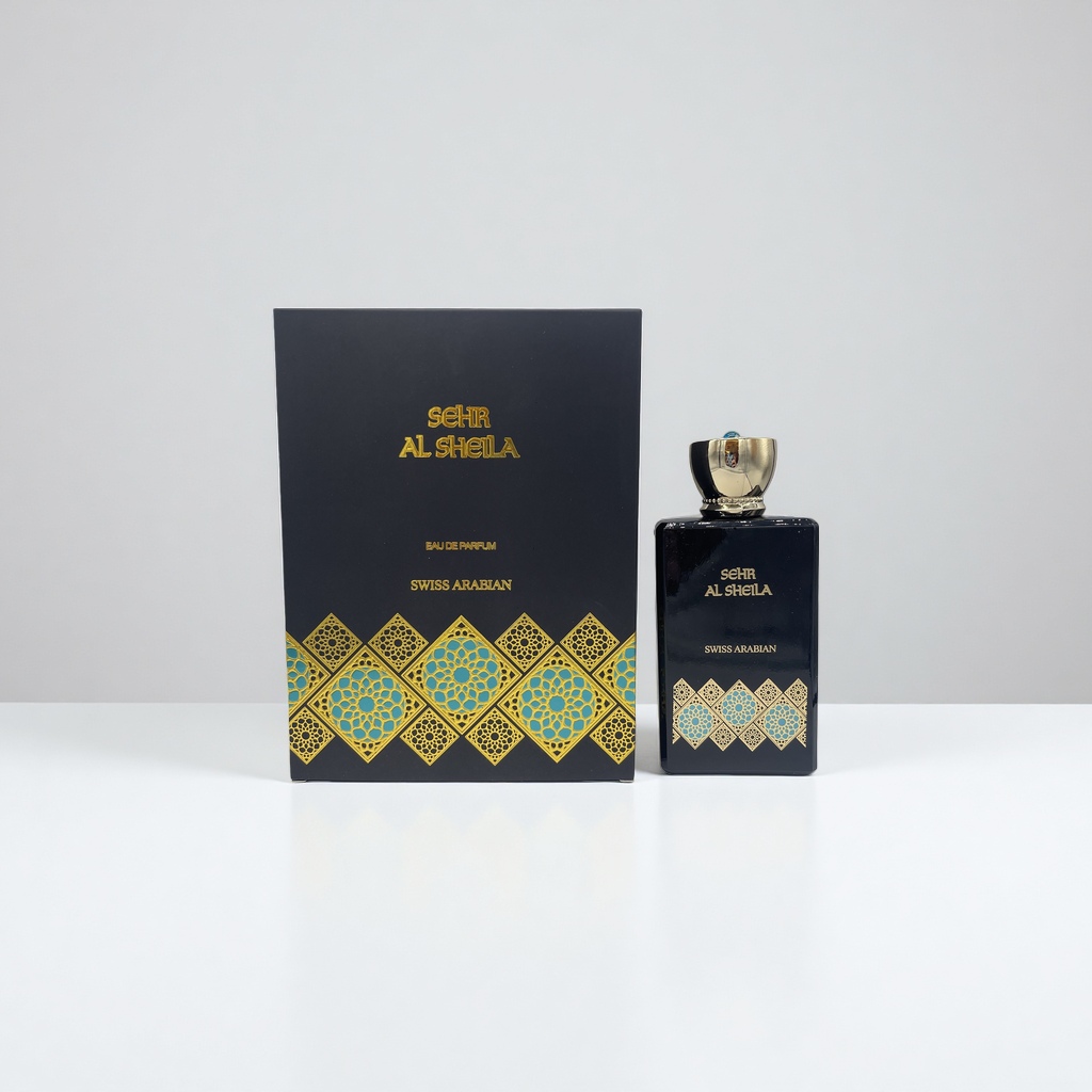 AREEJ AL SHEILA SWISS ARABIAN black packaging box black perfume bottle gold decoration Specification image