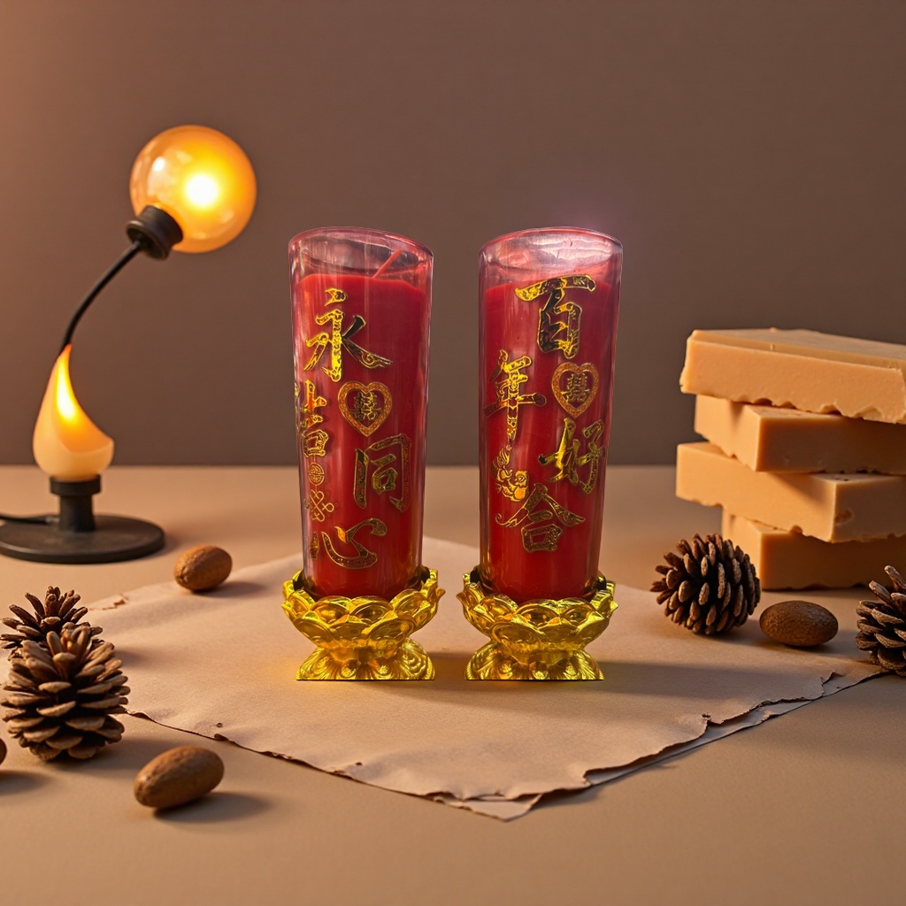 Red candle festive decoration for home celebration candles 20cm details Picture