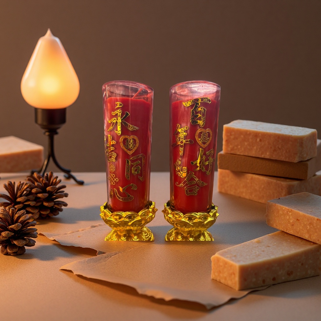 Red candle festive decoration for home celebration candles 20cm Specification image