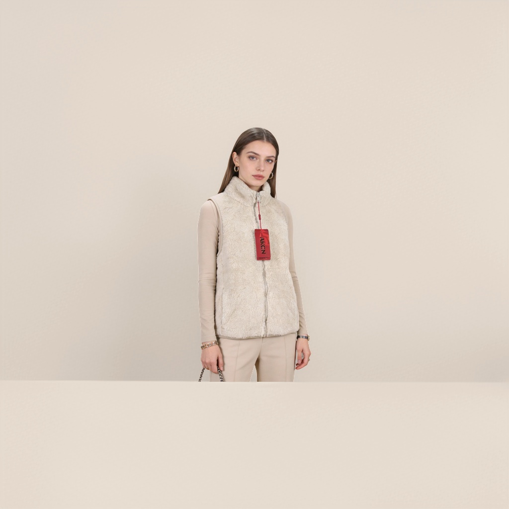 The cotton fleece women's vest is casual, fashionable and warm Specification image