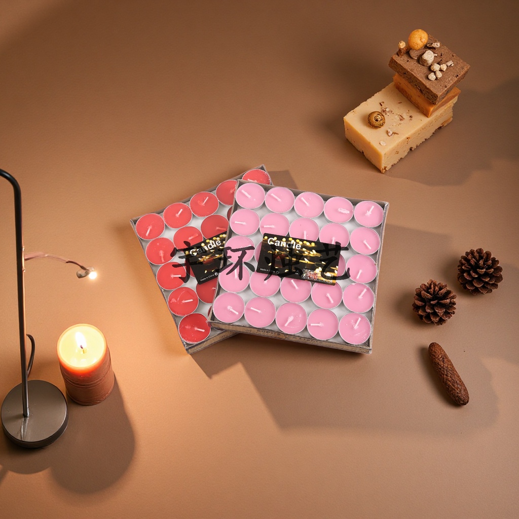 Pink and red two-color candle storage box, wooden scented candle accessories, decorative gift box, cleaning ball, dishwashing brush Specification image