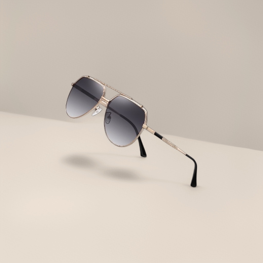 Golden-framed sunglasses, fashionable polarized sunglasses, unisex UV protection details Picture