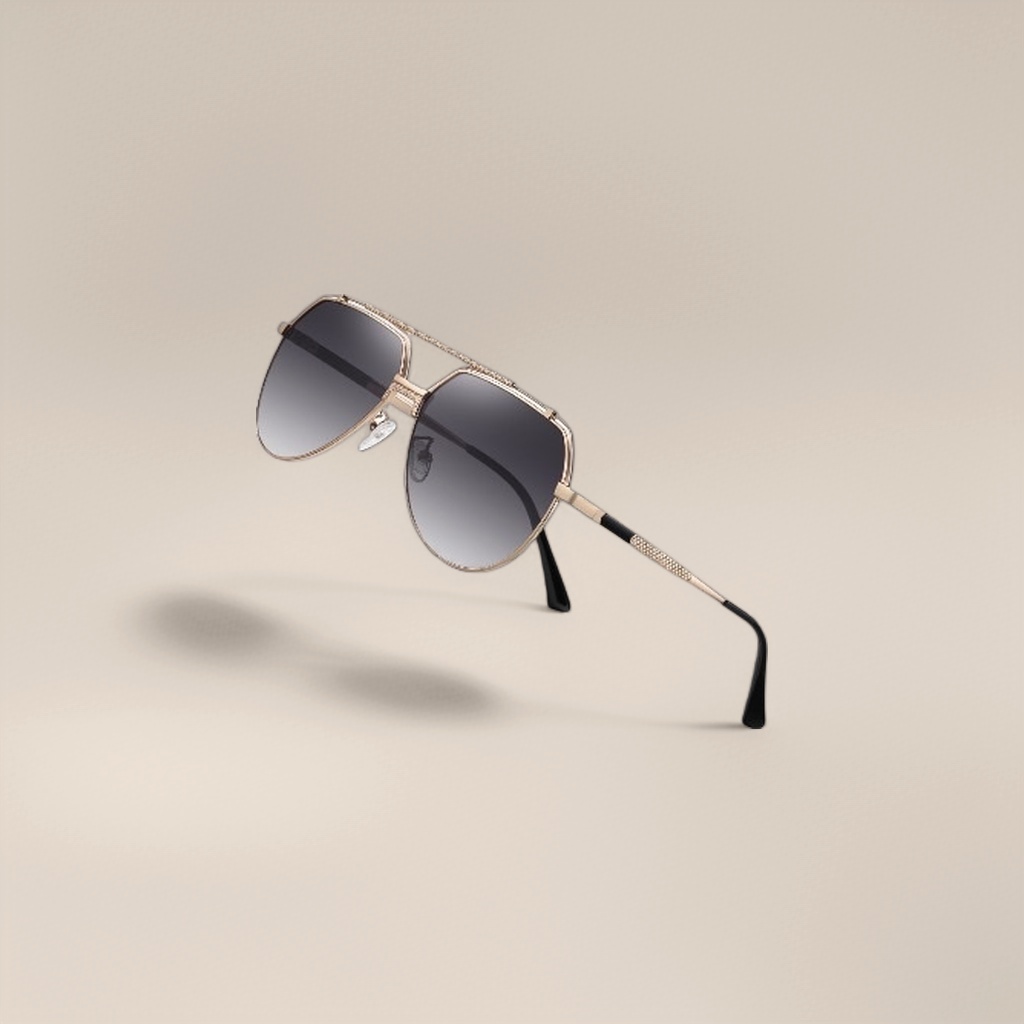 Golden-framed sunglasses, fashionable polarized sunglasses, unisex UV protection Specification image