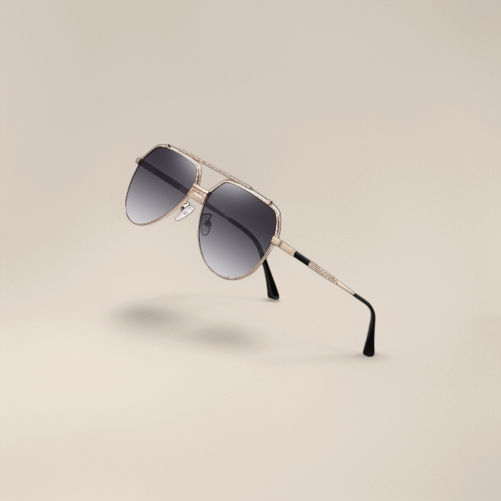 Golden-framed sunglasses, fashionable polarized sunglasses, unisex UV protection