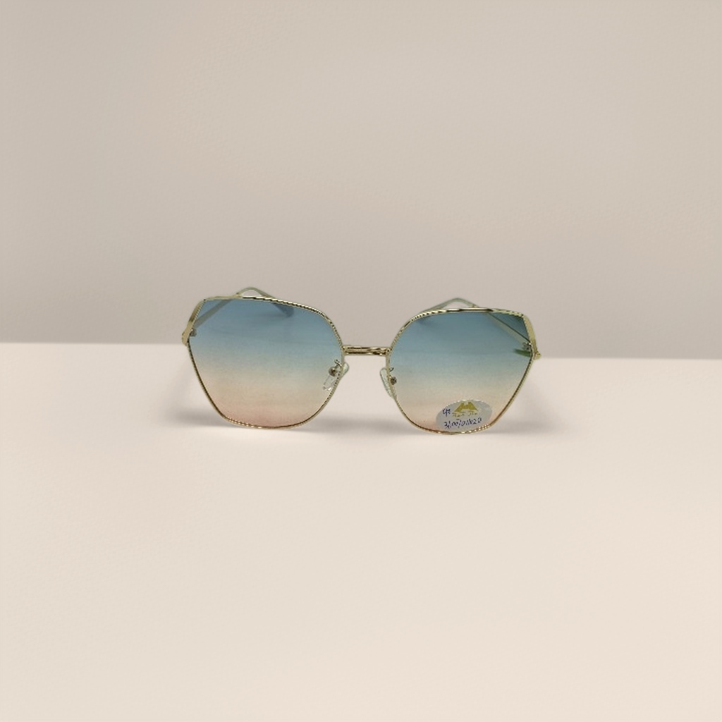 Golden-framed gradient lens sunglasses with a lightweight metal design for outdoor anti-glare Specification image