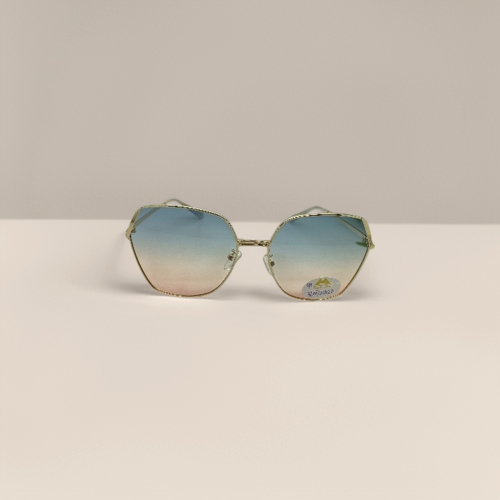 Golden-framed gradient lens sunglasses with a lightweight metal design for outdoor anti-glare details Picture