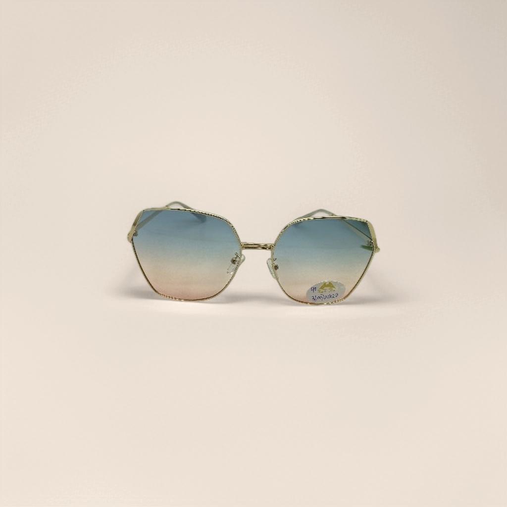 Golden-framed gradient lens sunglasses with a lightweight metal design for outdoor anti-glare