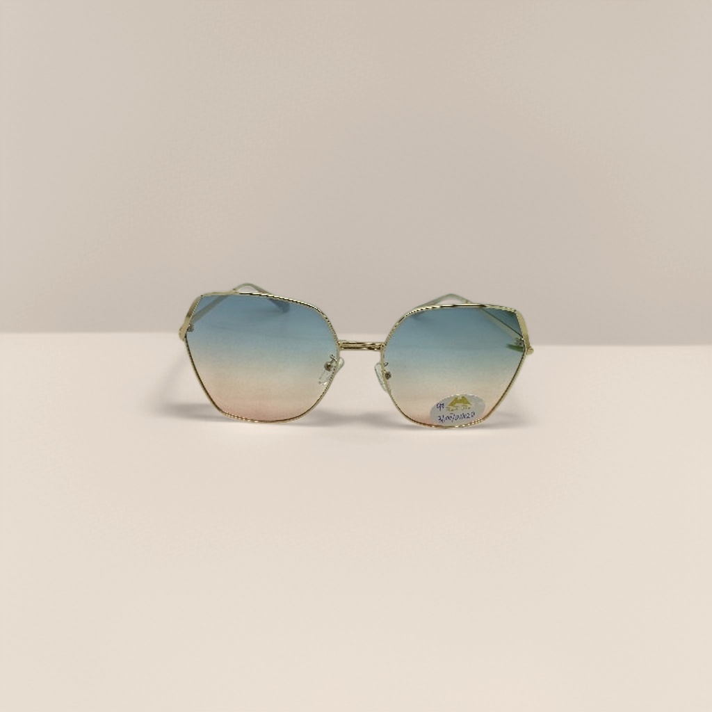 Golden-framed gradient lens sunglasses with a lightweight metal design for outdoor anti-glare Application Scenario