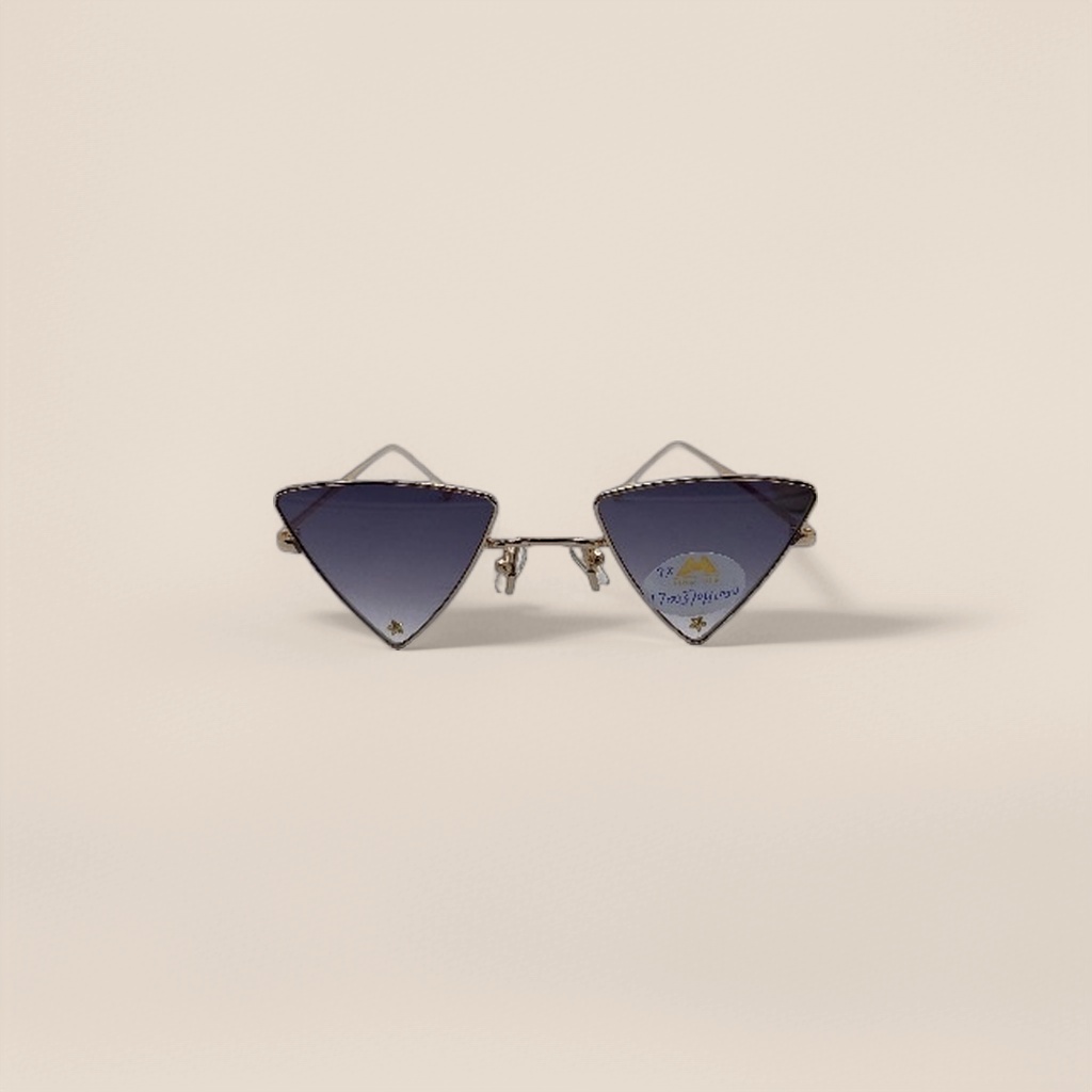 Golden-framed triangular sunglasses, fashionable UV-resistant polarized sunglasses