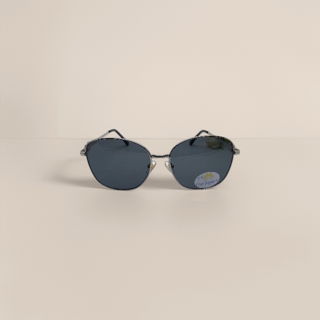 Silver metal-framed sunglasses, fashionable UV-resistant polarized sunglasses