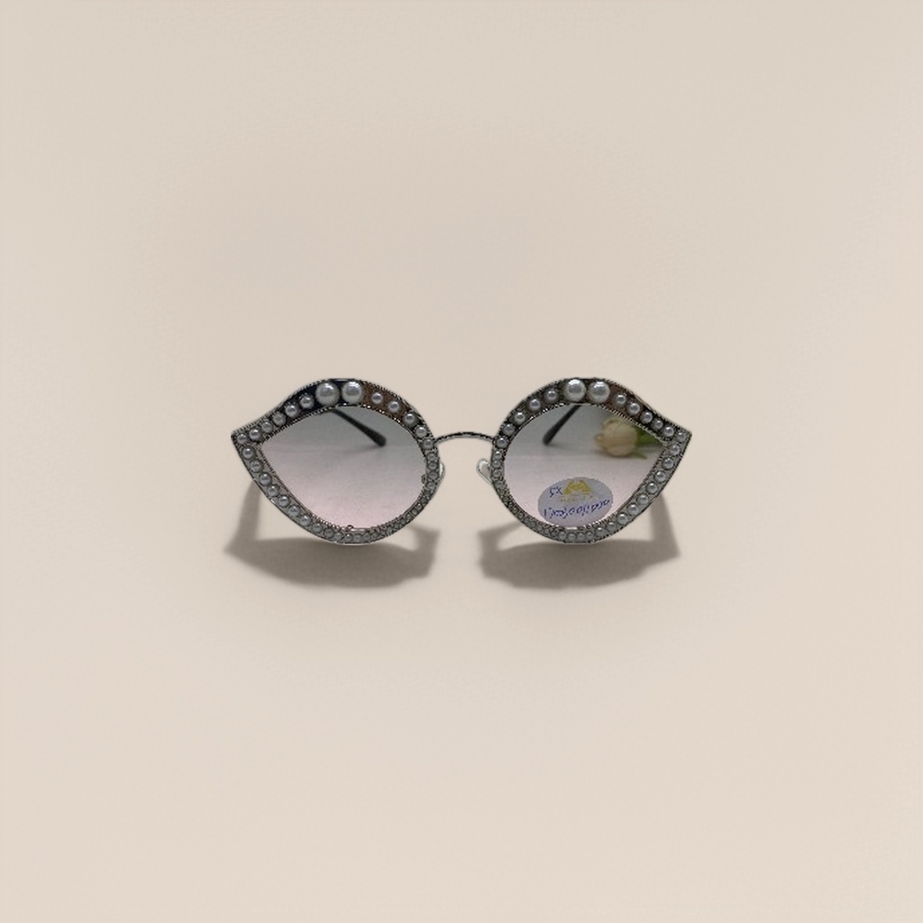 Silver pearl-decorated cat-eye sunglasses Specification image