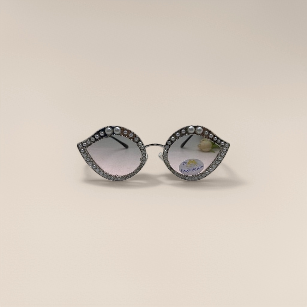 Silver pearl-decorated cat-eye sunglasses details Picture