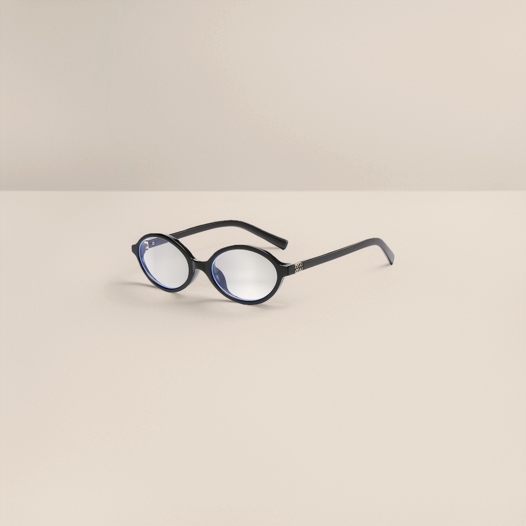 The black oval-shaped glasses frame is fashionable and lightweight. The metal frame is suitable for myopia optical lenses details Picture