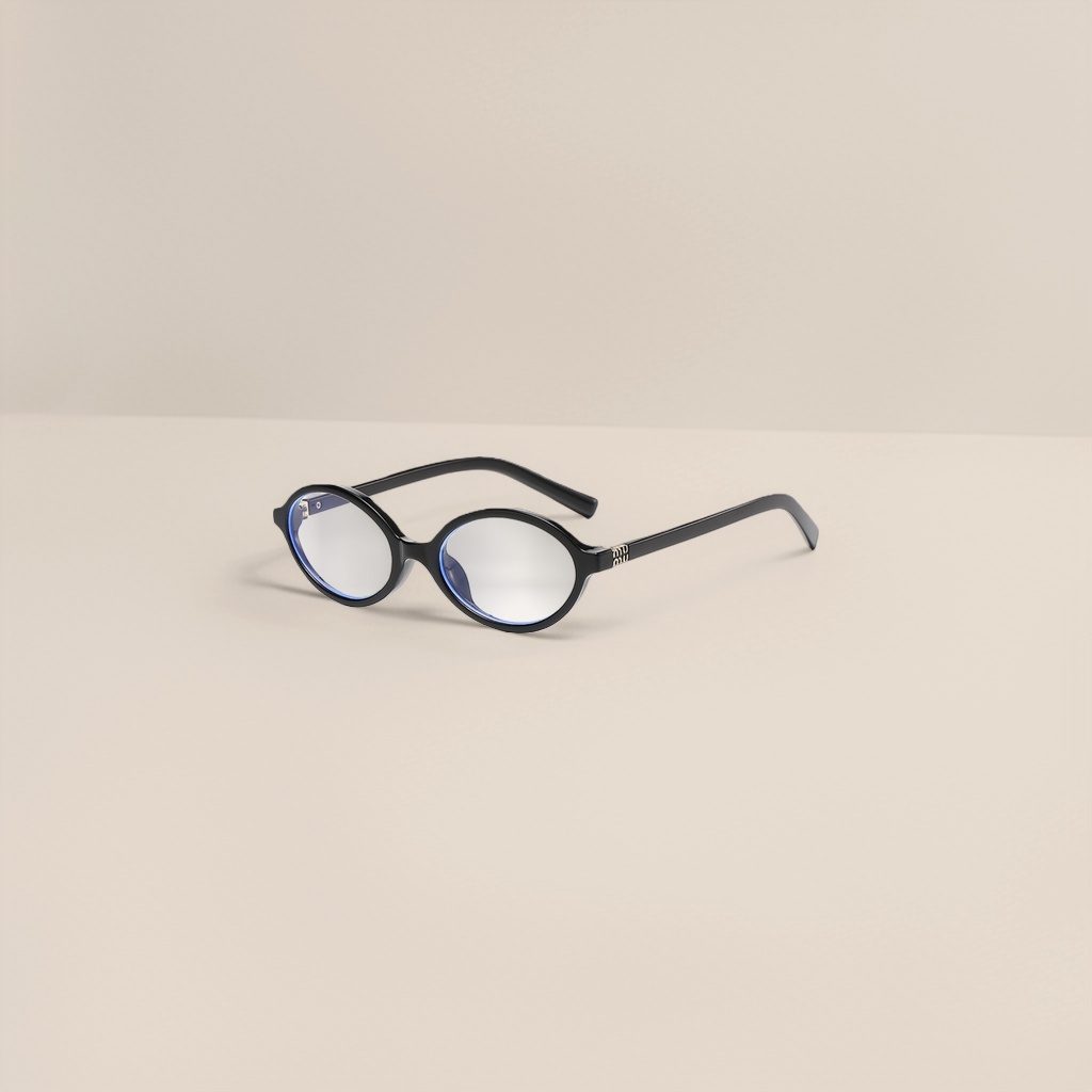 The black oval-shaped glasses frame is fashionable and lightweight. The metal frame is suitable for myopia optical lenses Specification image