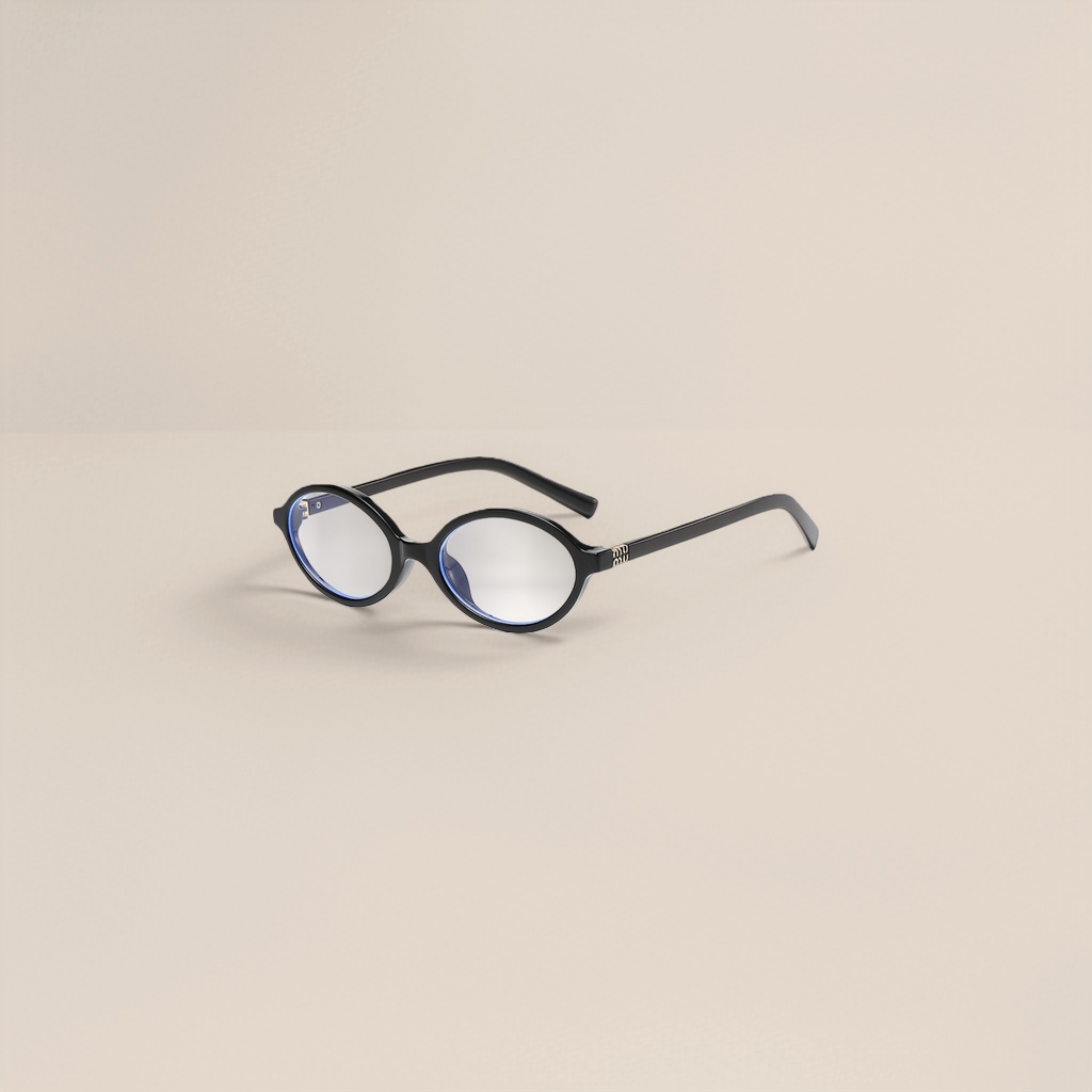 The black oval-shaped glasses frame is fashionable and lightweight. The metal frame is suitable for myopia optical lenses