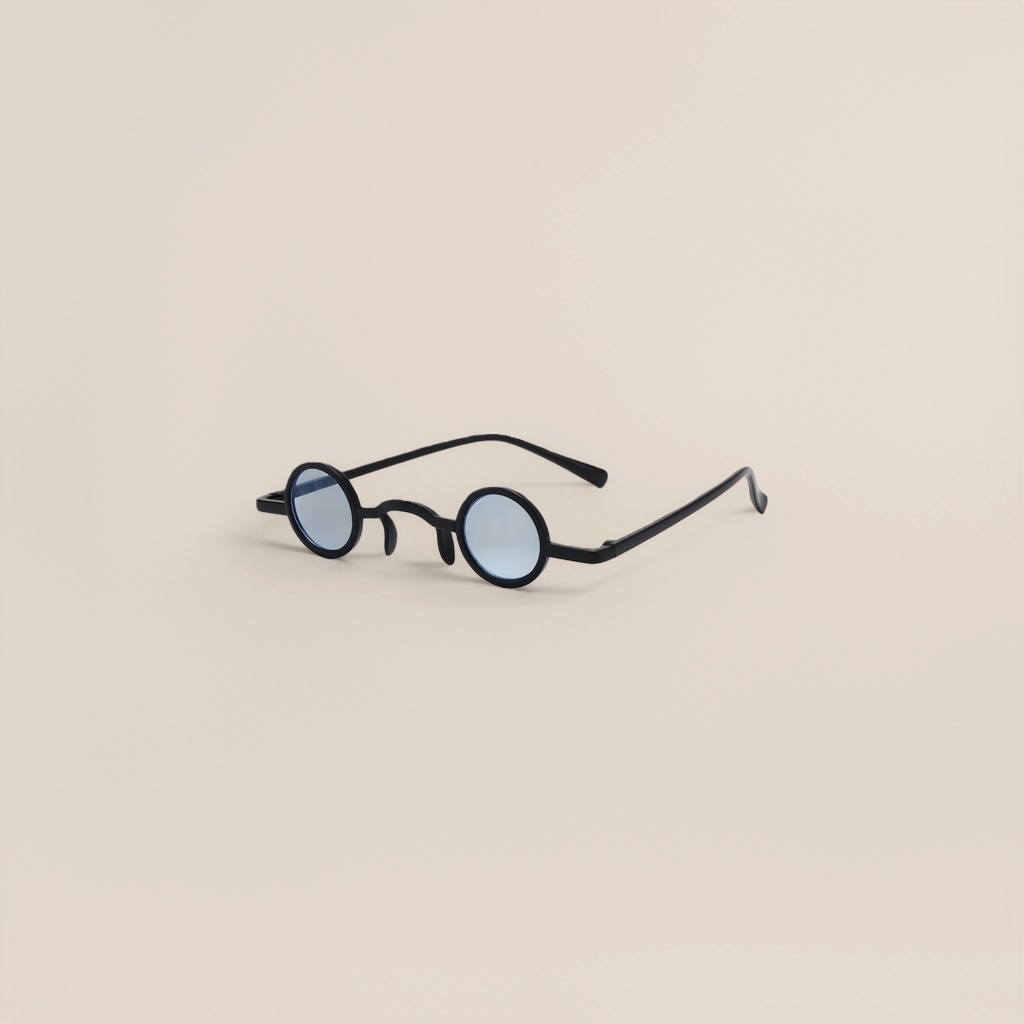 Black round-framed blue lens myopia sunglasses are suitable for both men and women