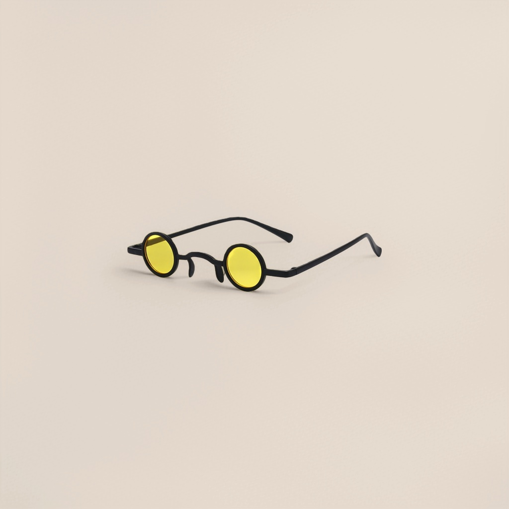 Black round-framed yellow lens fashionable glasses are suitable for both men and women, lightweight and comfortable Specification image