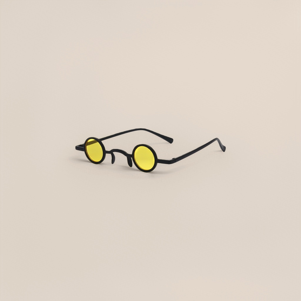 Black round-framed yellow lens fashionable glasses are suitable for both men and women, lightweight and comfortable