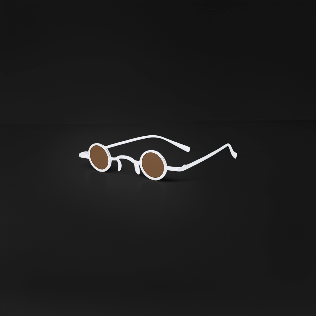 White thin-framed round sunglasses are fashionable and versatile, as well as UV-resistant polarized sunglasses