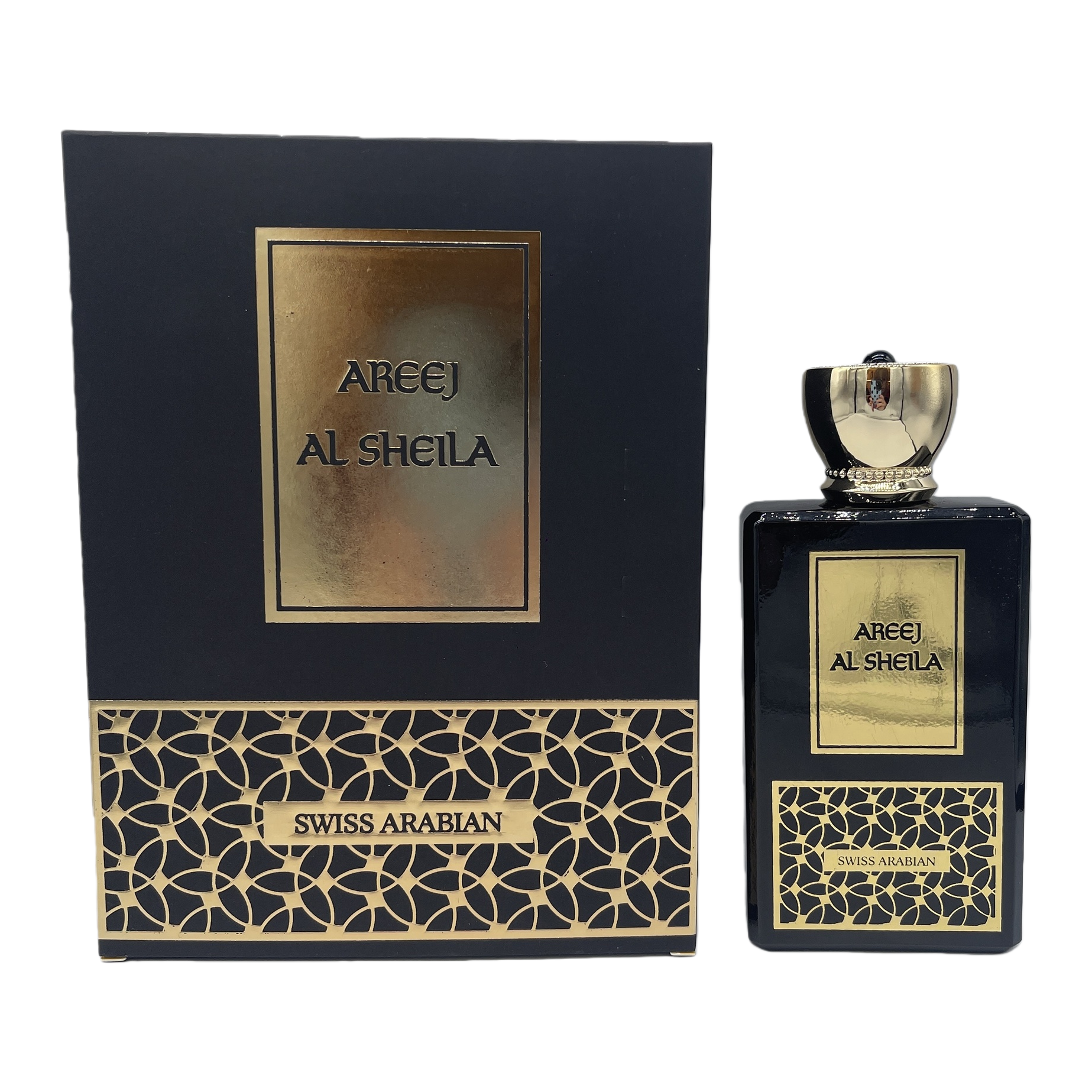 AREEJ AL SHEILA SWISS ARABIAN black packaging box black perfume bottle gold decoration Item Picture