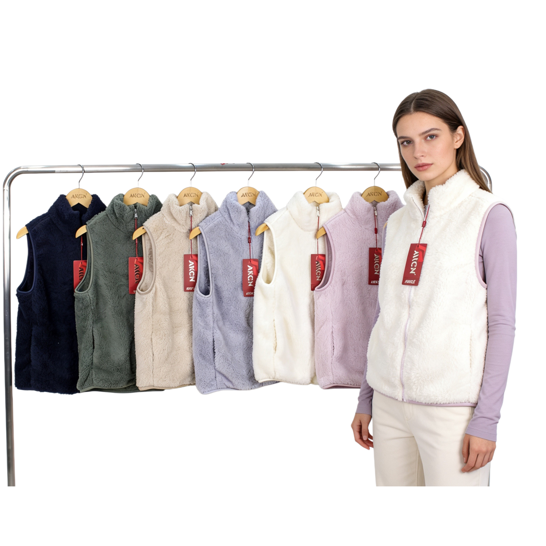 The cotton fleece women's vest is casual, fashionable and warm Item Picture