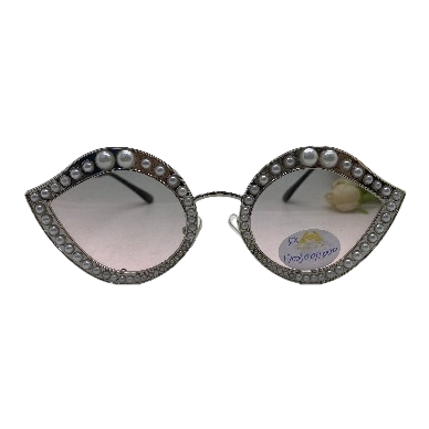 Silver pearl-decorated cat-eye sunglasses Item Picture