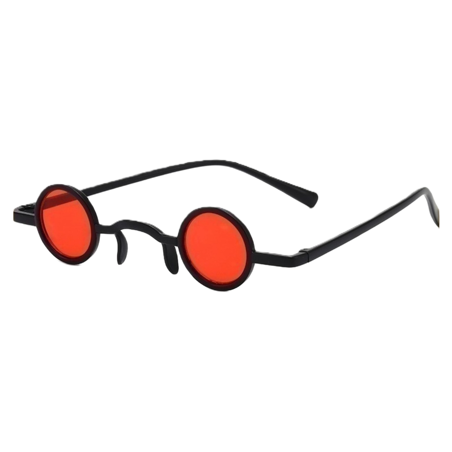 Black round-framed red lens fashionable glasses are suitable for both men and women, lightweight and comfortable Item Picture