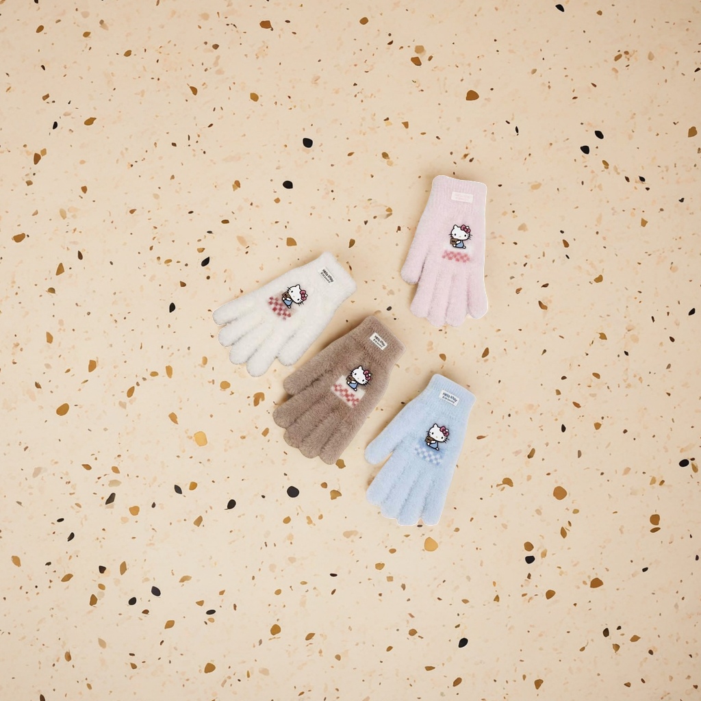 Hello Kitty毛绒手套粉色白色棕色蓝色四色触屏防寒保暖舒适图