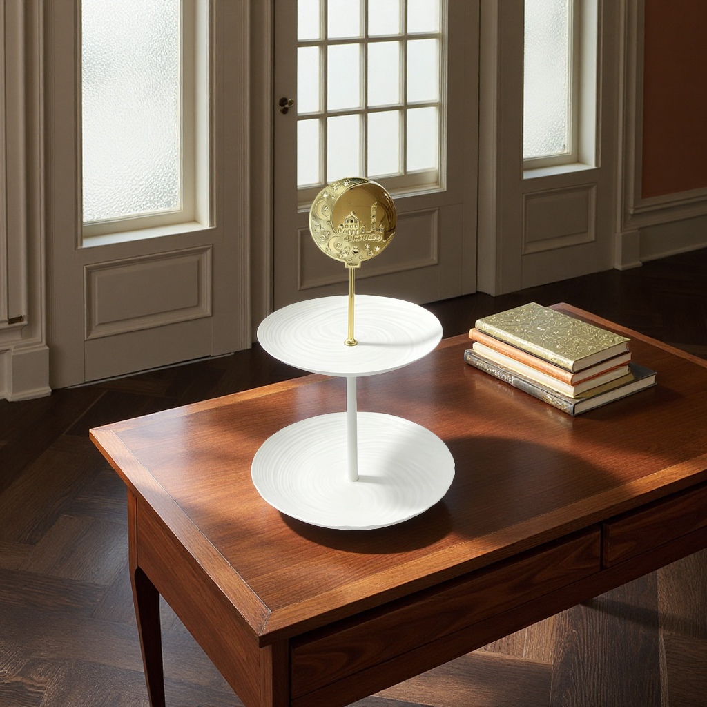 SANCAI white oval stacked tray Silver Ramadan Application Scenario