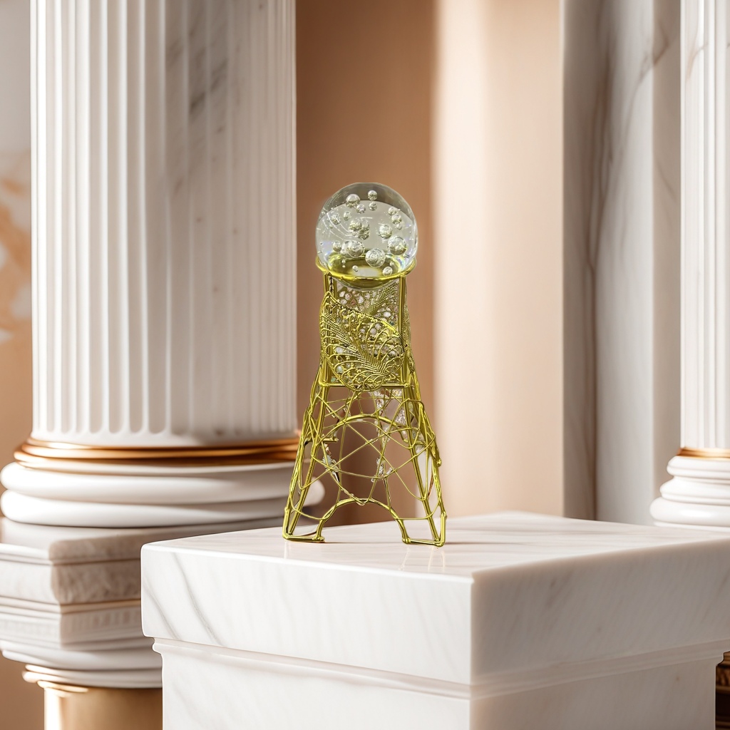 SANCAI Golden hollowed-out butterfly-shaped stand transparent sphere decoration Specification image