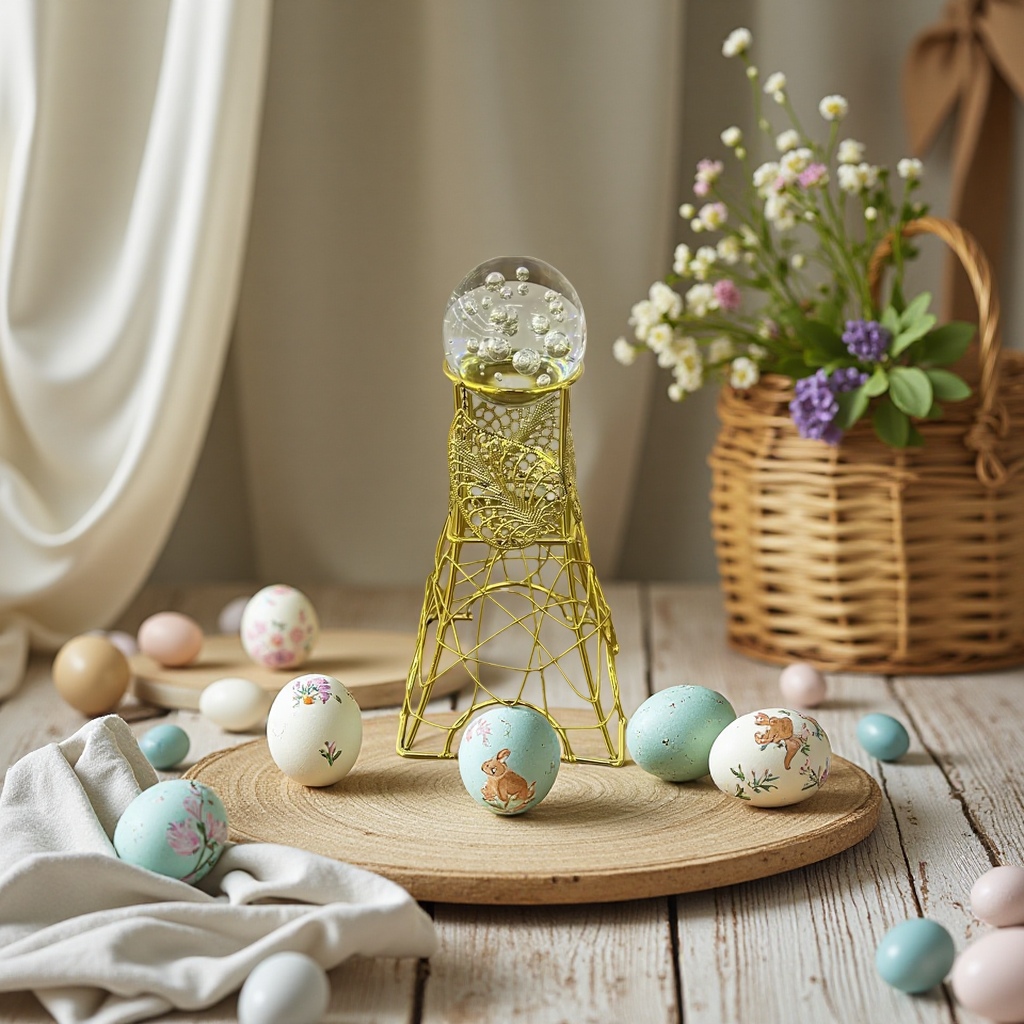SANCAI Golden hollowed-out butterfly-shaped stand transparent sphere decoration