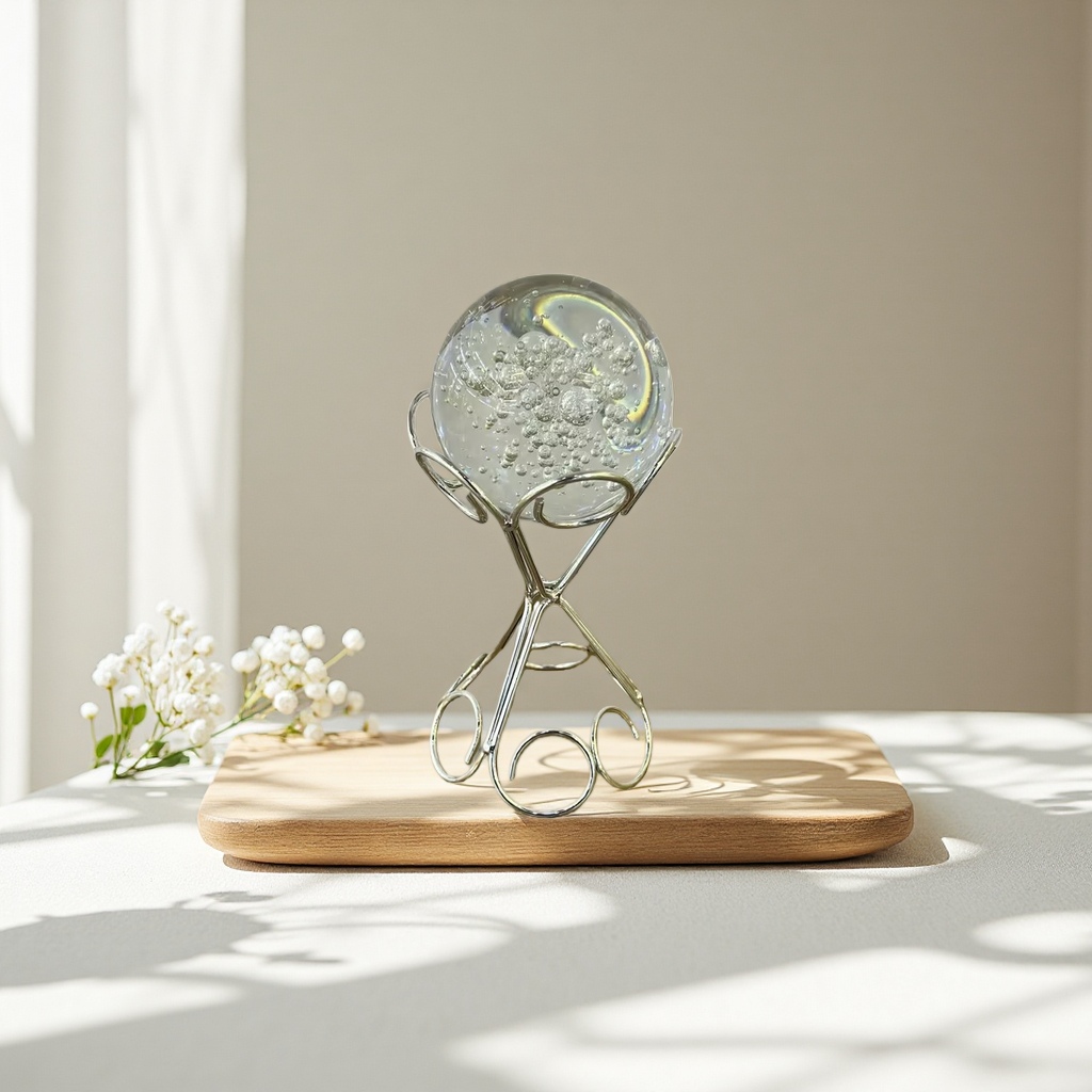 SANCAI transparent glass sphere metal stand decorative item, modern and simple living room desktop