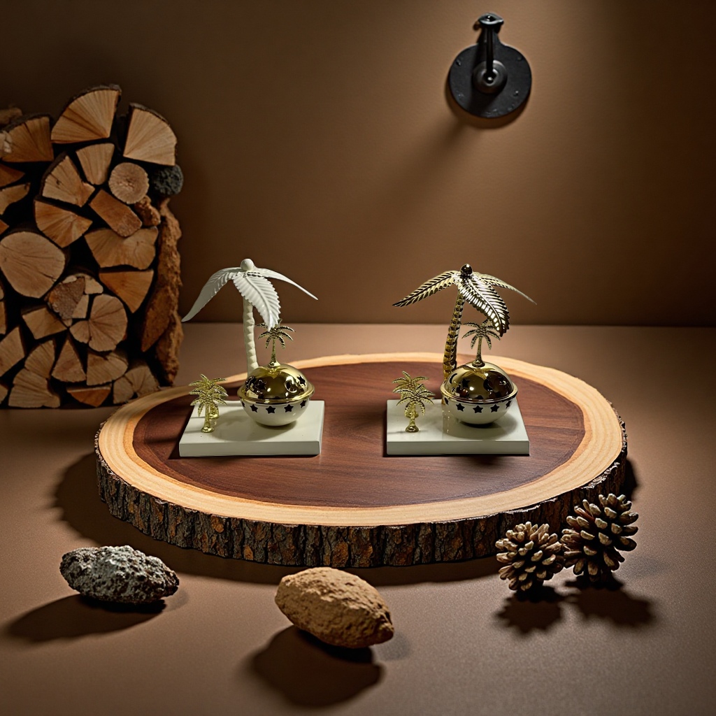 SANCAI金色棕榈树装饰摆件家居客厅桌面创意热带风情 decor