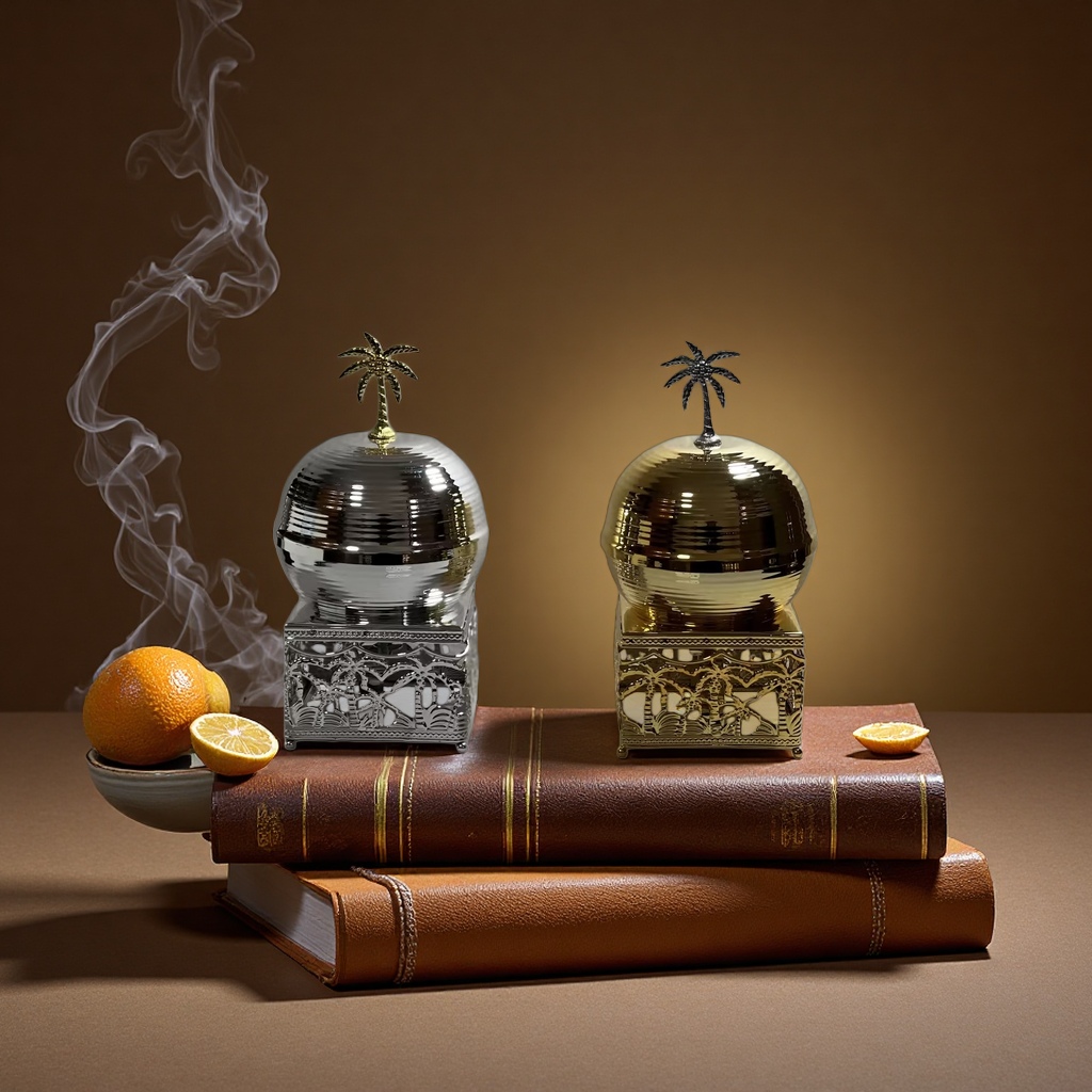 SANCAI silver and gold palm tree decorated spherical ornaments