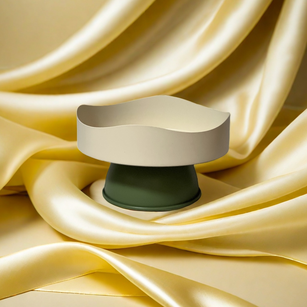 SANCAI's off-white wavy edge tray with a green base is a home storage ornament details Picture