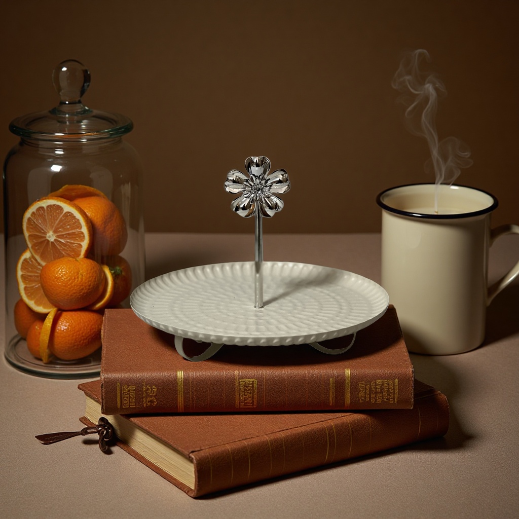 SANCAI white plates, silver flower decorations, home ornaments, table decorations, plate art gifts details Picture