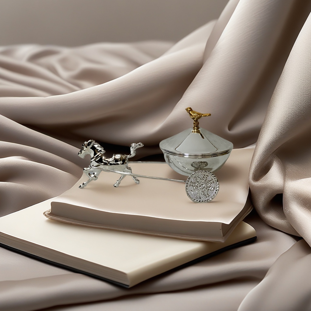SANCAI silver carriage ornament with a horse pulling a cart and a golden bird top decoration Application Scenario